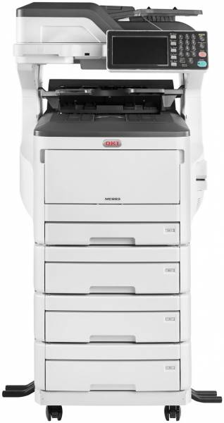 Oki MC883dnv A3 Farblaserdrucker/Scanner/Kopierer/Fax/viertes Papierfach/Rollsockel
