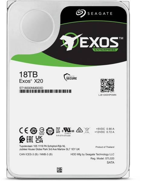 Seagate Exos X20 18TB HDD 3.5 Zoll Festplatte SATA 6Gb/s 7200rpm Recertified new (ST18000NM003D)