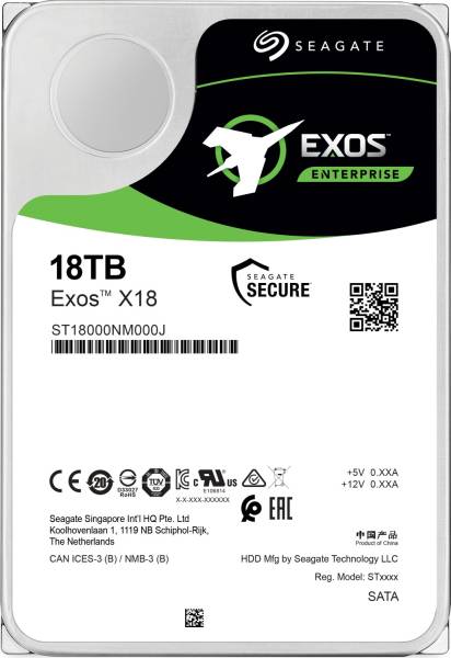 Seagate Exos X18 18TB HDD 3.5 Zoll Festplatte SATA 6Gb/s 7200rpm Recertified new (ST18000NM000J)