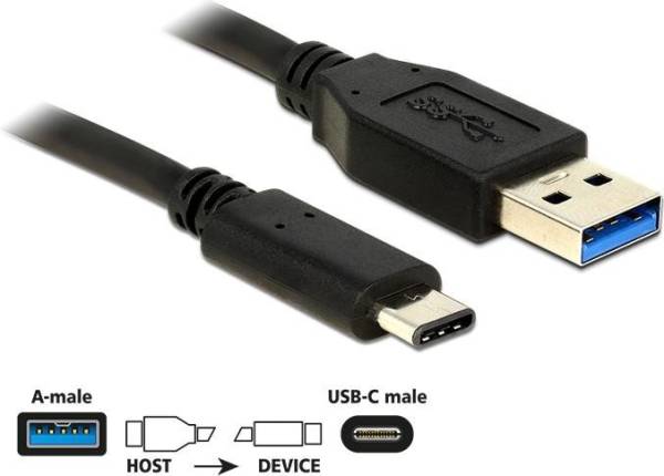 Delock USB3.1 Type-C Anschlusskabel 1.0m Stecker C / A